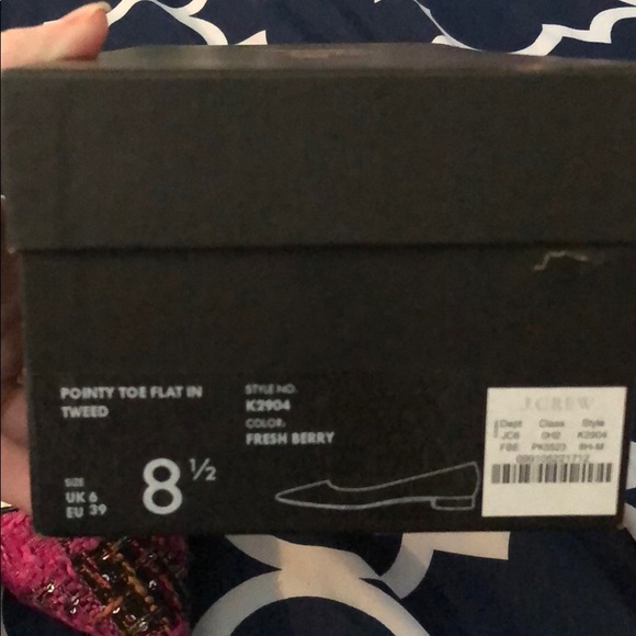 J. Crew Pink Fresh Berry Tweed Flats NWT 8.5 - Picture 2 of 5